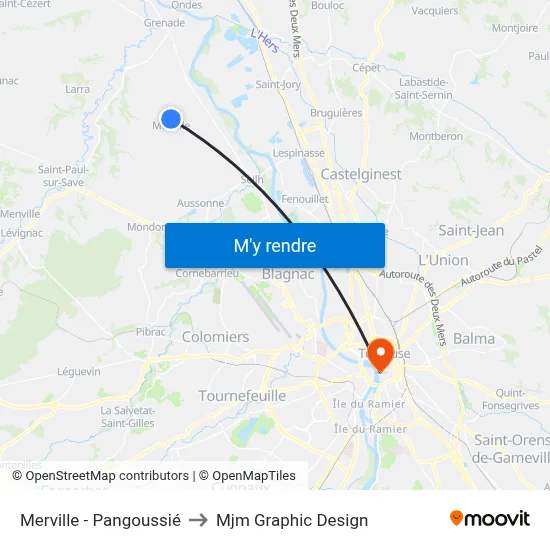 Merville - Pangoussié to Mjm Graphic Design map