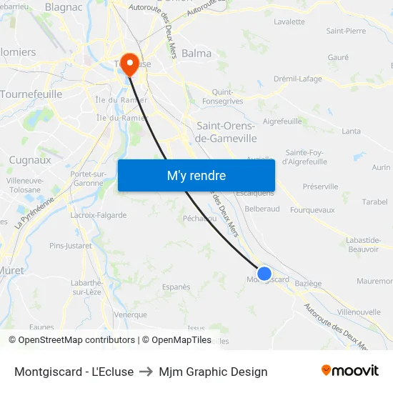 Montgiscard - L'Ecluse to Mjm Graphic Design map