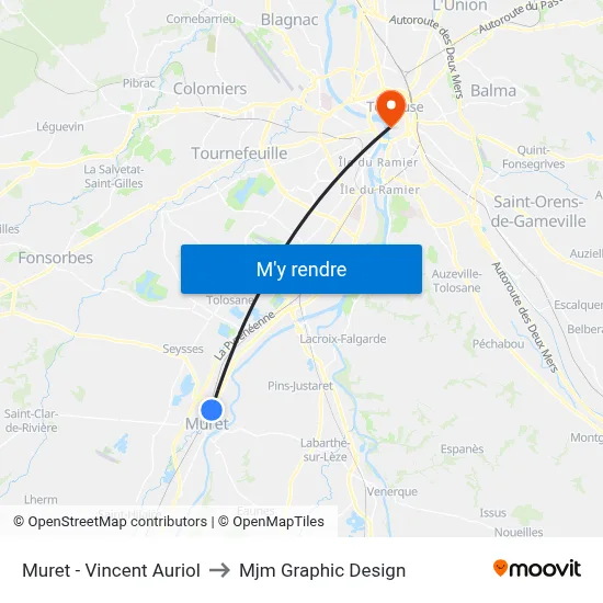 Muret - Vincent Auriol to Mjm Graphic Design map