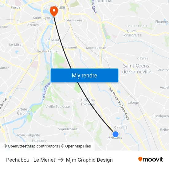 Pechabou - Le Merlet to Mjm Graphic Design map