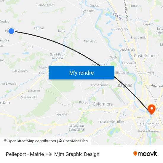 Pelleport - Mairie to Mjm Graphic Design map