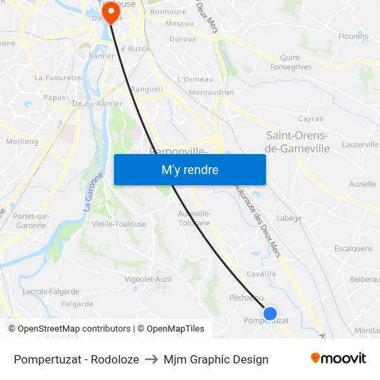 Pompertuzat - Rodoloze to Mjm Graphic Design map