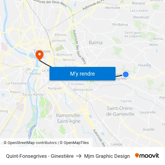 Quint-Fonsegrives - Ginestière to Mjm Graphic Design map