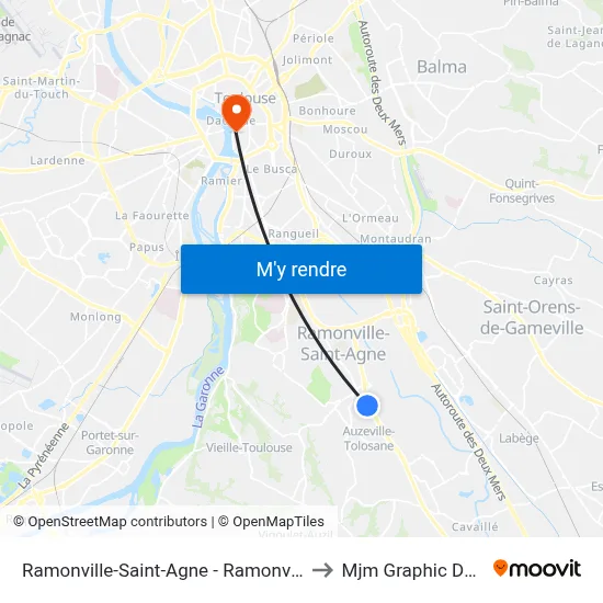 Ramonville-Saint-Agne - Ramonville Sud to Mjm Graphic Design map