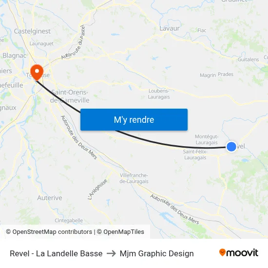 Revel - La Landelle Basse to Mjm Graphic Design map