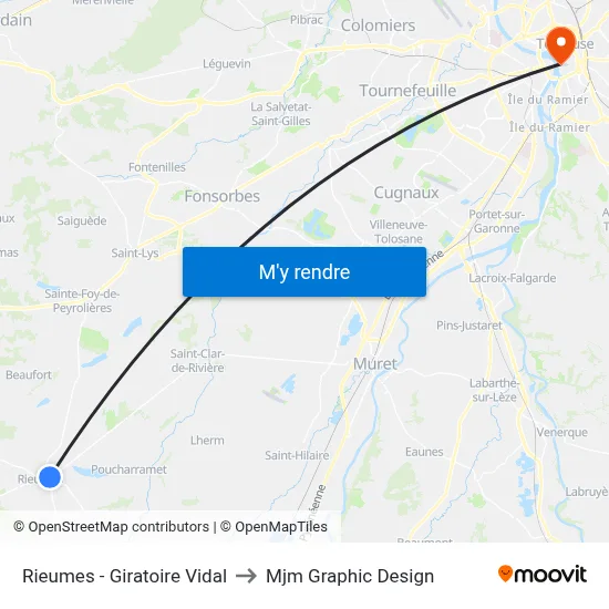 Rieumes - Giratoire Vidal to Mjm Graphic Design map