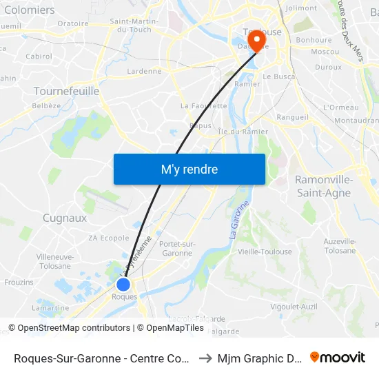 Roques-Sur-Garonne - Centre Commercial to Mjm Graphic Design map