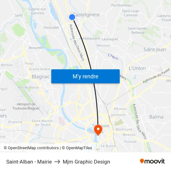 Saint-Alban - Mairie to Mjm Graphic Design map