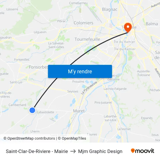 Saint-Clar-De-Riviere - Mairie to Mjm Graphic Design map
