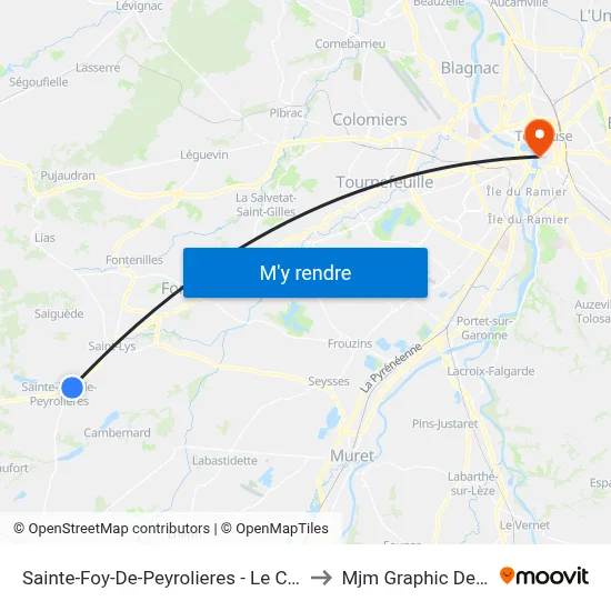 Sainte-Foy-De-Peyrolieres - Le Colomé to Mjm Graphic Design map