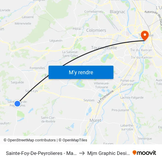 Sainte-Foy-De-Peyrolieres - Mairie to Mjm Graphic Design map