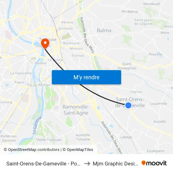 Saint-Orens-De-Gameville - Poste to Mjm Graphic Design map