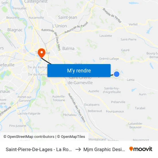 Saint-Pierre-De-Lages - La Rose to Mjm Graphic Design map