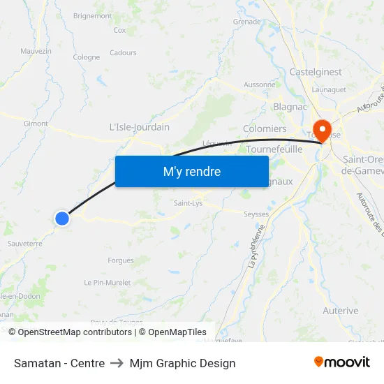 Samatan - Centre to Mjm Graphic Design map