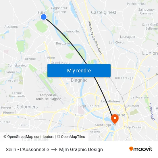 Seilh - L'Aussonnelle to Mjm Graphic Design map