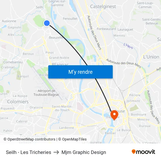 Seilh - Les Tricheries to Mjm Graphic Design map
