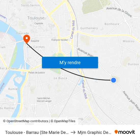 Toulouse - Barrau (Ste Marie Des Ch) to Mjm Graphic Design map