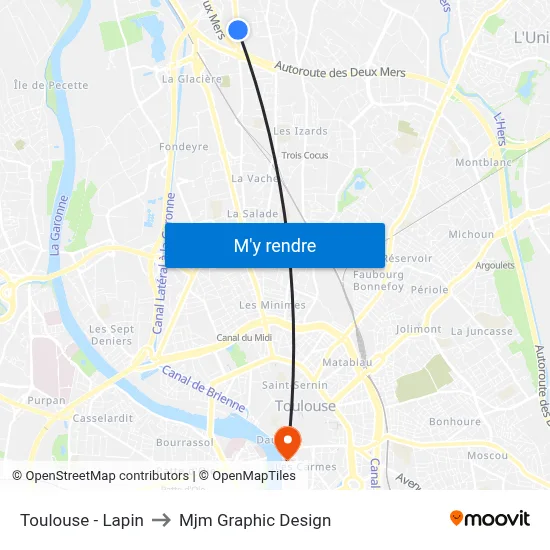 Toulouse - Lapin to Mjm Graphic Design map