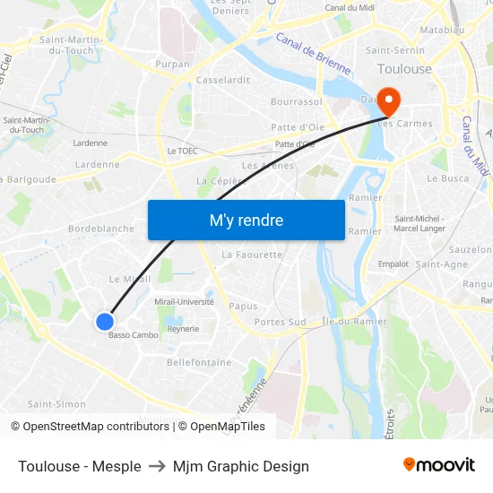Toulouse - Mesple to Mjm Graphic Design map