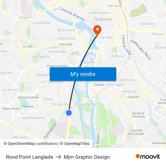 Rond Point Langlade to Mjm Graphic Design map