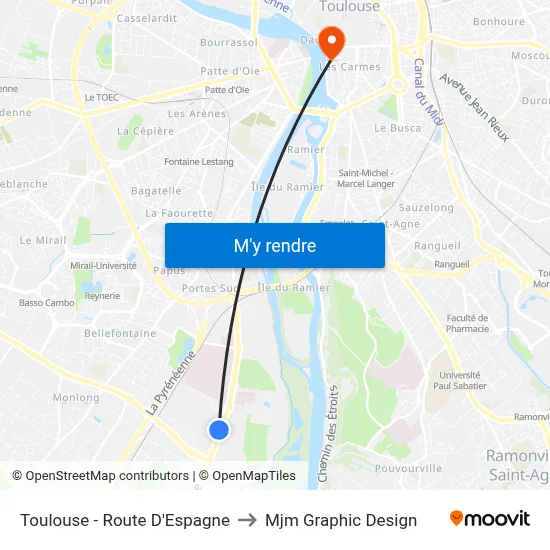 Toulouse - Route D'Espagne to Mjm Graphic Design map
