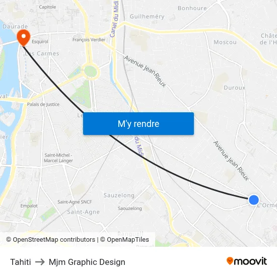 Tahiti to Mjm Graphic Design map