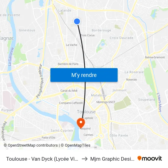 Toulouse - Van Dyck (Lycée Vitry) to Mjm Graphic Design map