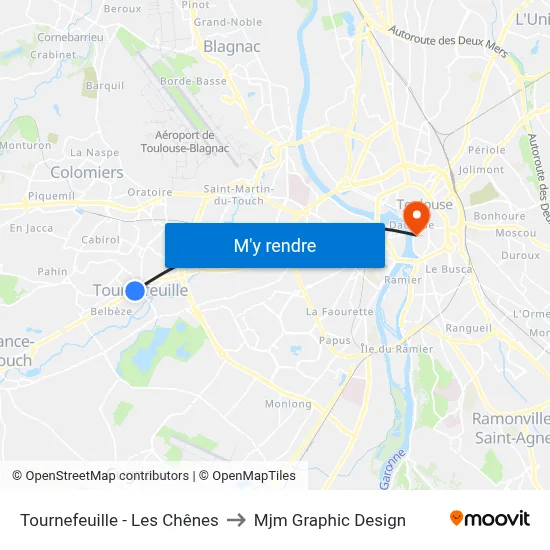 Tournefeuille - Les Chênes to Mjm Graphic Design map