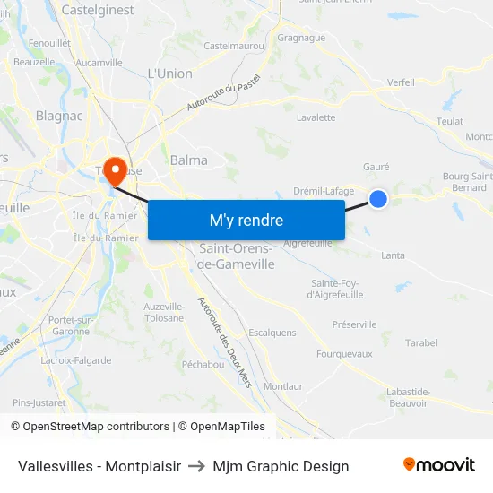 Vallesvilles - Montplaisir to Mjm Graphic Design map