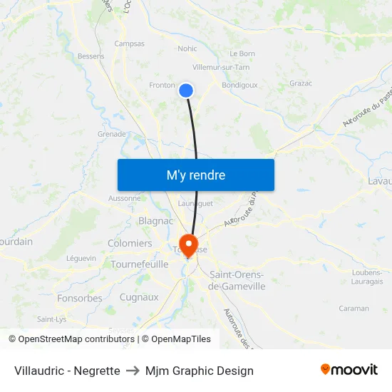 Villaudric - Negrette to Mjm Graphic Design map