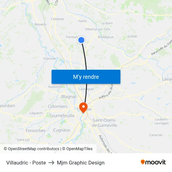 Villaudric - Poste to Mjm Graphic Design map