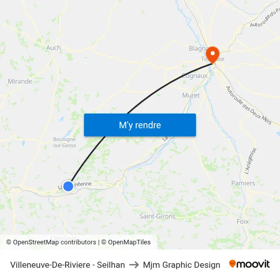 Villeneuve-De-Riviere - Seilhan to Mjm Graphic Design map