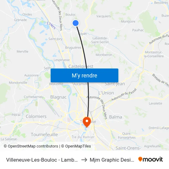 Villeneuve-Les-Bouloc - Lambrie to Mjm Graphic Design map