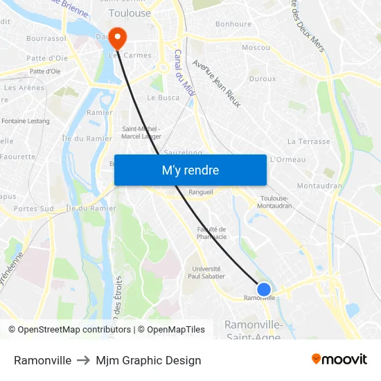 Ramonville to Mjm Graphic Design map