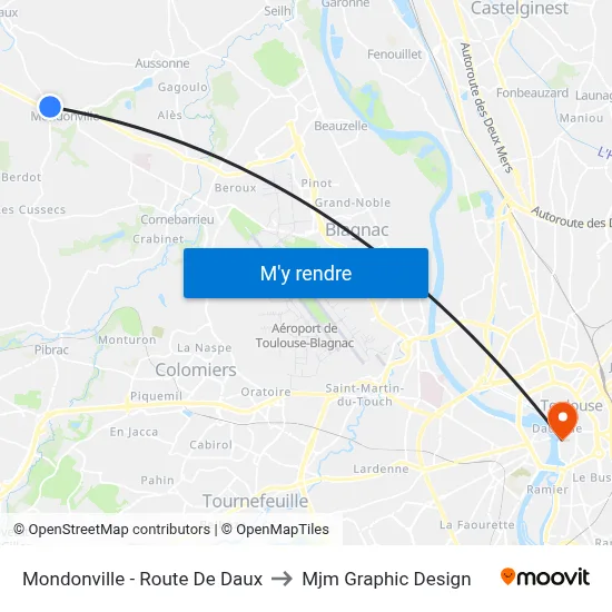 Mondonville - Route De Daux to Mjm Graphic Design map
