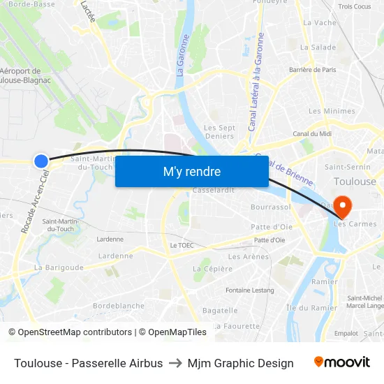 Toulouse - Passerelle Airbus to Mjm Graphic Design map
