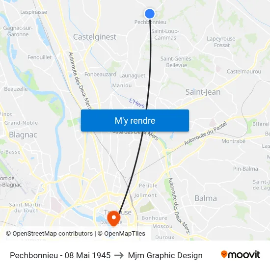 Pechbonnieu - 08 Mai 1945 to Mjm Graphic Design map