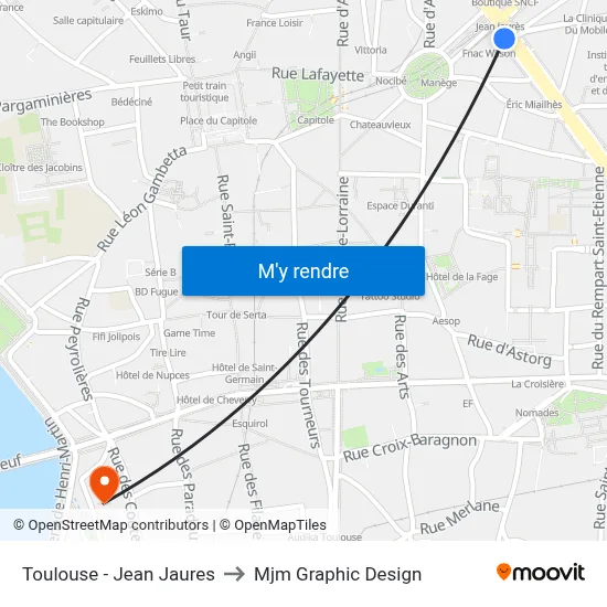 Toulouse - Jean Jaures to Mjm Graphic Design map