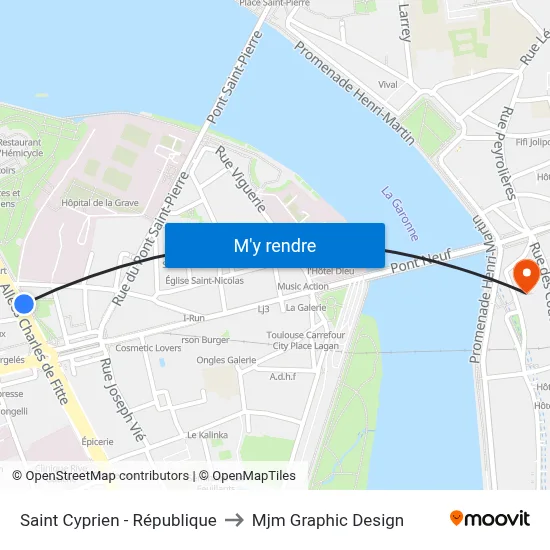 Saint Cyprien - République to Mjm Graphic Design map