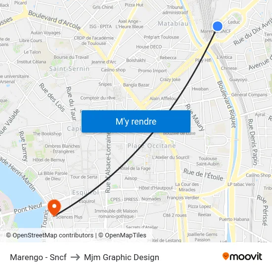 Marengo - Sncf to Mjm Graphic Design map