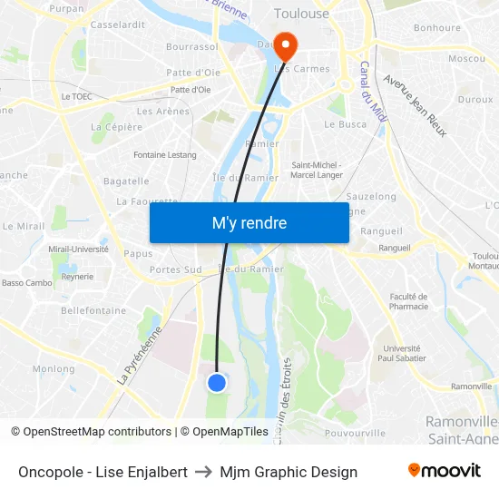 Oncopole - Lise Enjalbert to Mjm Graphic Design map