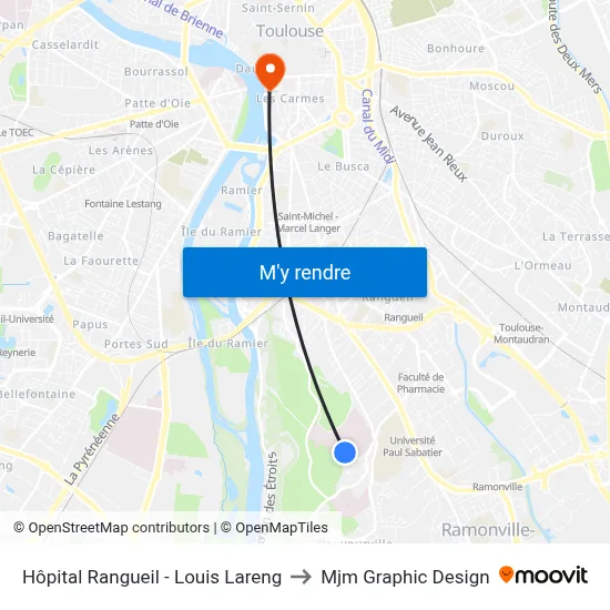 Hôpital Rangueil - Louis Lareng to Mjm Graphic Design map