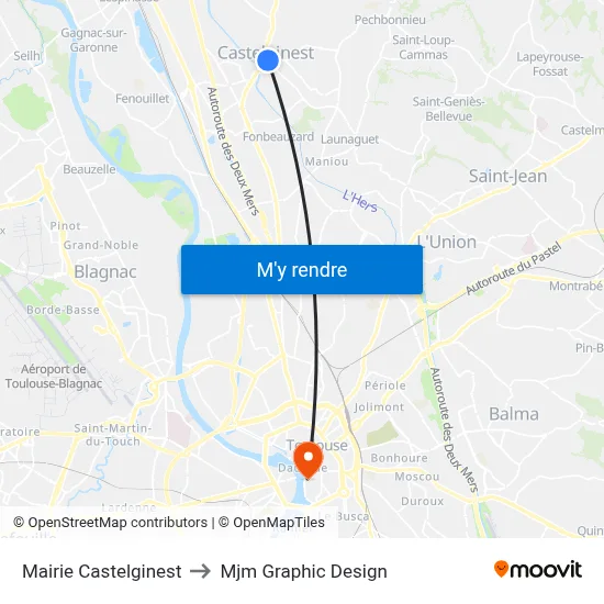 Mairie Castelginest to Mjm Graphic Design map