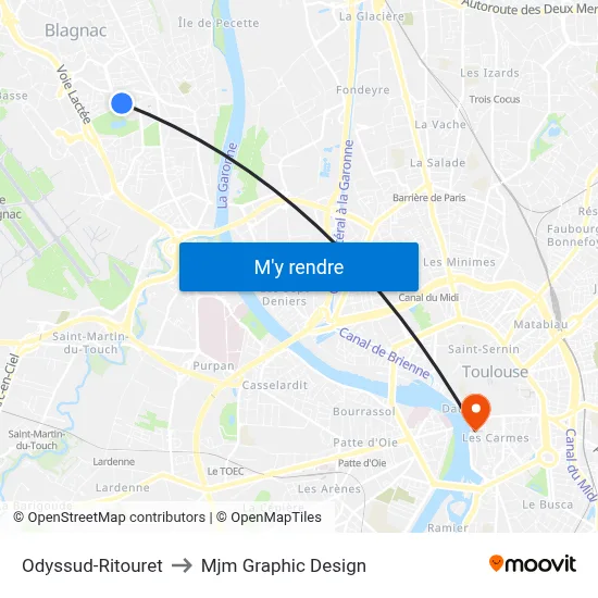 Odyssud-Ritouret to Mjm Graphic Design map