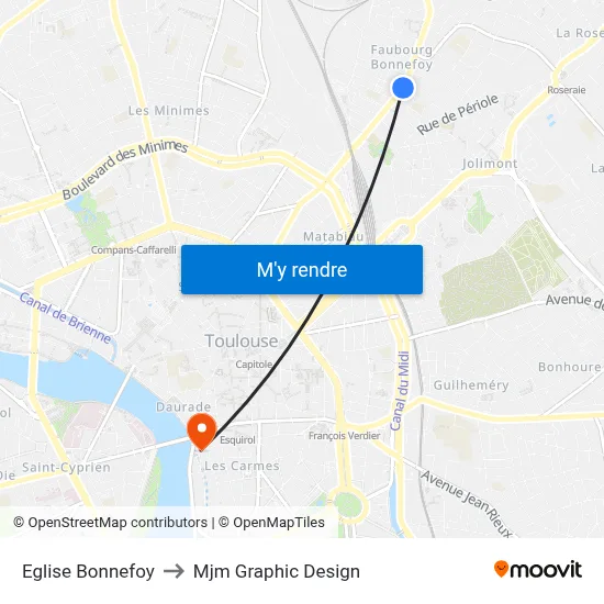 Eglise Bonnefoy to Mjm Graphic Design map