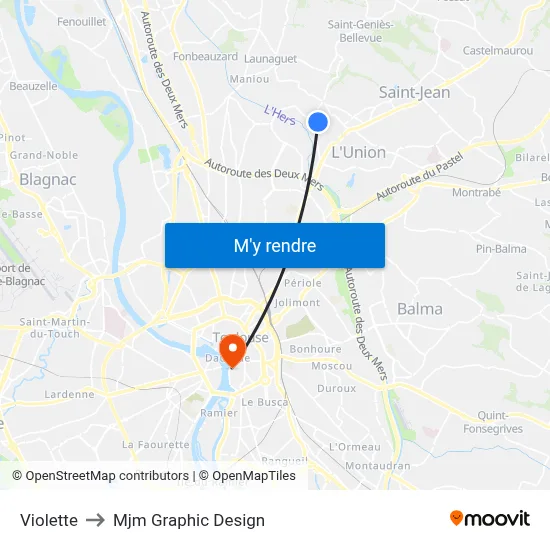 Violette to Mjm Graphic Design map