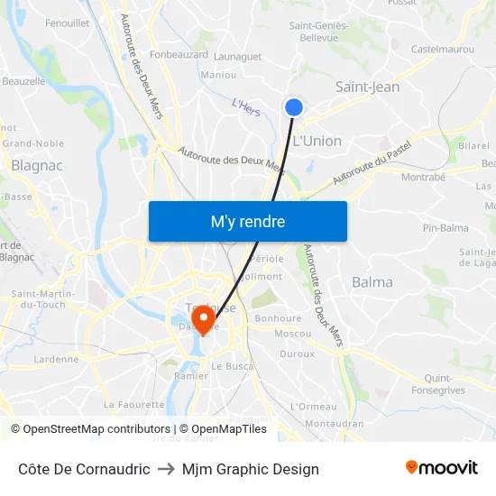 Côte De Cornaudric to Mjm Graphic Design map