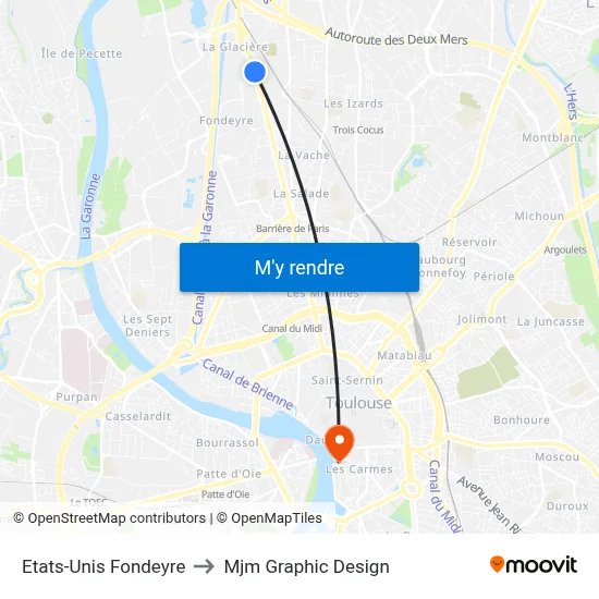 Etats-Unis Fondeyre to Mjm Graphic Design map
