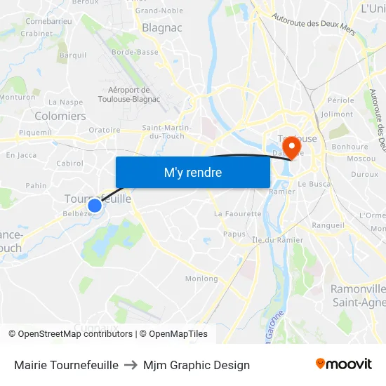 Mairie Tournefeuille to Mjm Graphic Design map