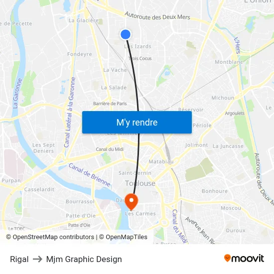 Rigal to Mjm Graphic Design map